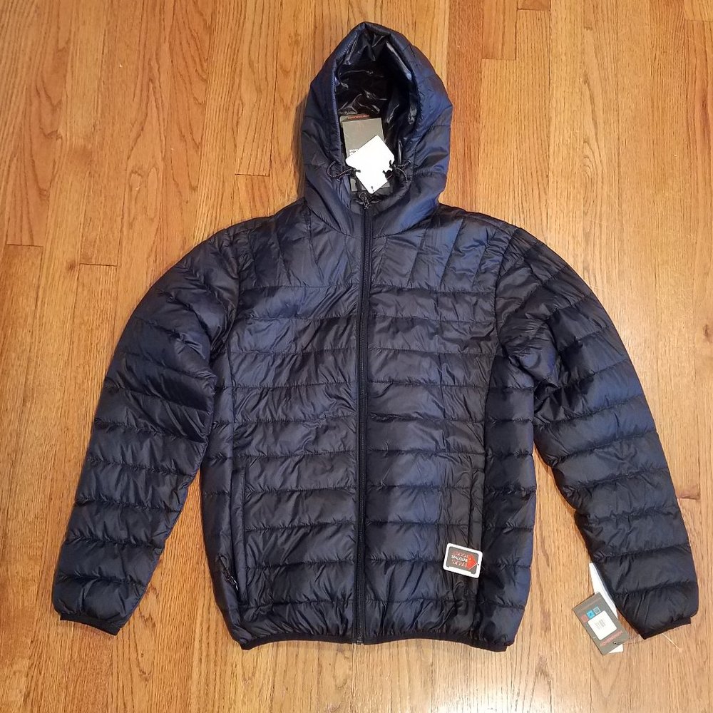 NWT Hawke & Co Mens Black Packable Hooded Poly Down Puffer Coat Jacket Size S